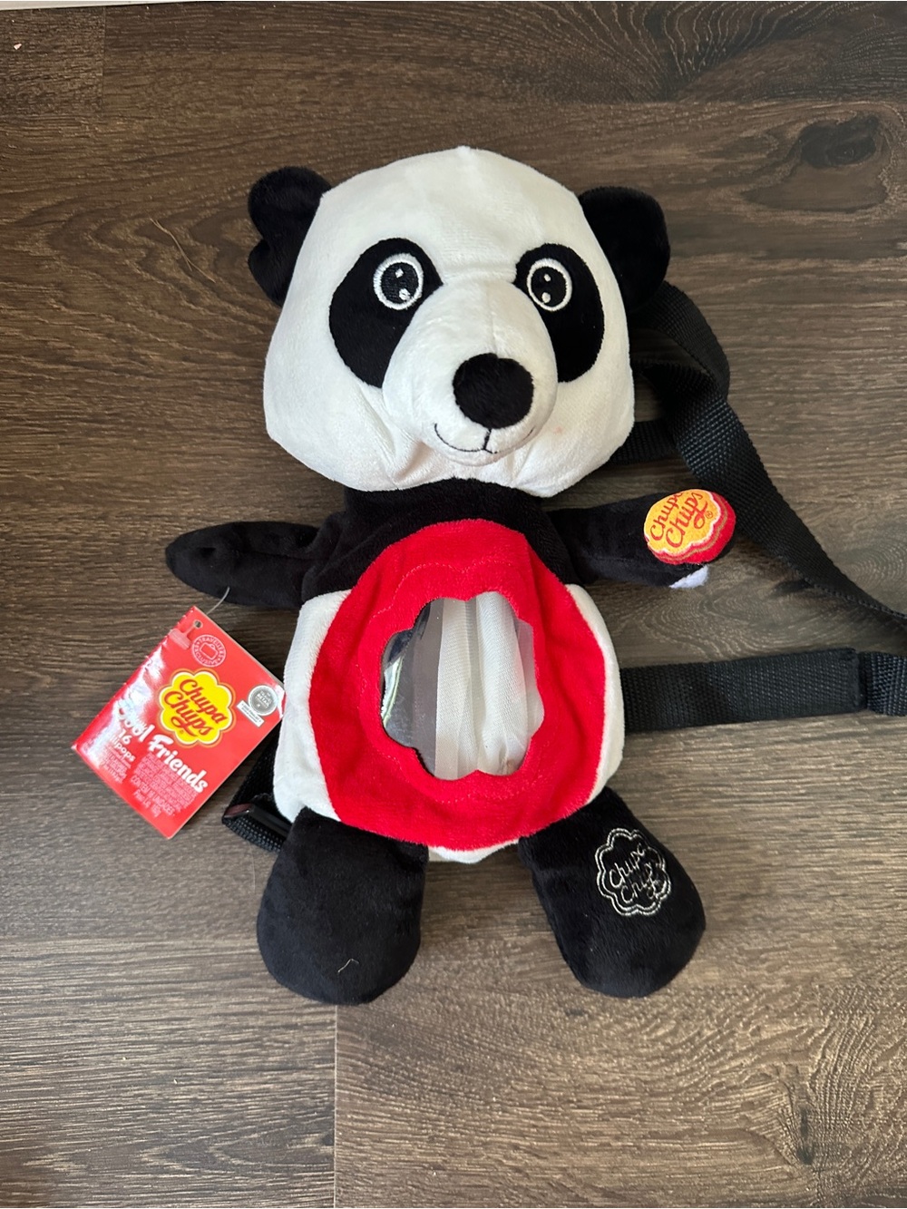 Chupa Chups Panda Plush Backpack Cool Friends Carry Bag 10" long **(no candy)